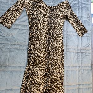 Leopard print dress low cut back
